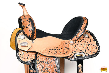Hilason Western Horse Barrel Racing Trail Pleasure Oiled American Leather Saddle